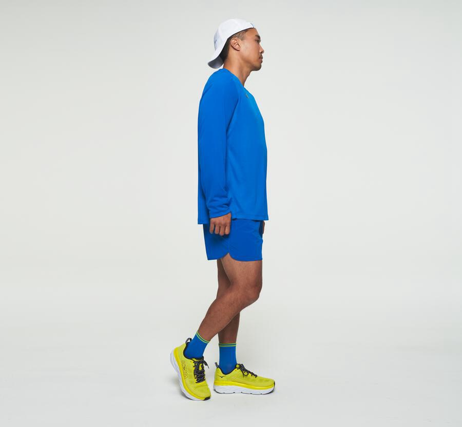 Hoka One One Mens Tops - Performance Long Sleeve - Blue - ERTA54801